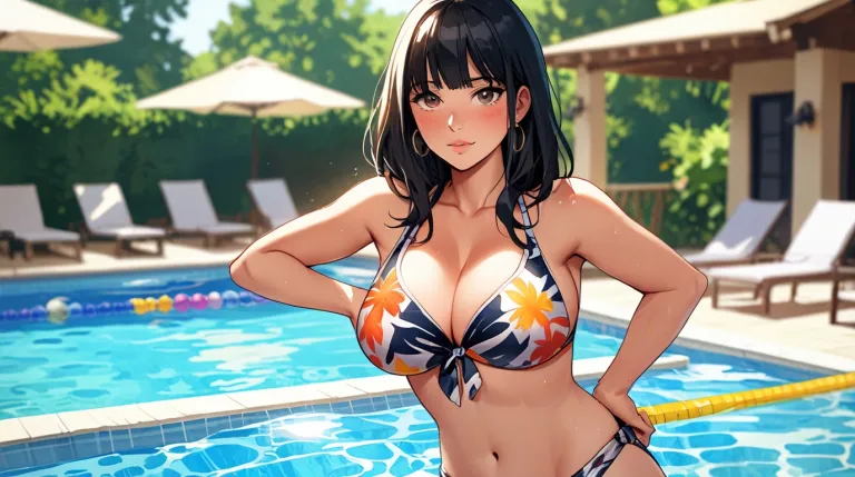 A slightly thicker woman in a swimsuit part 1