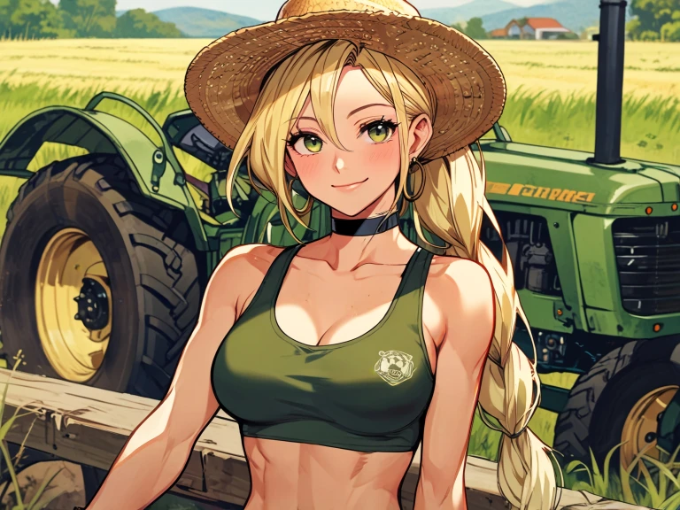 Farmer wearing a straw hat