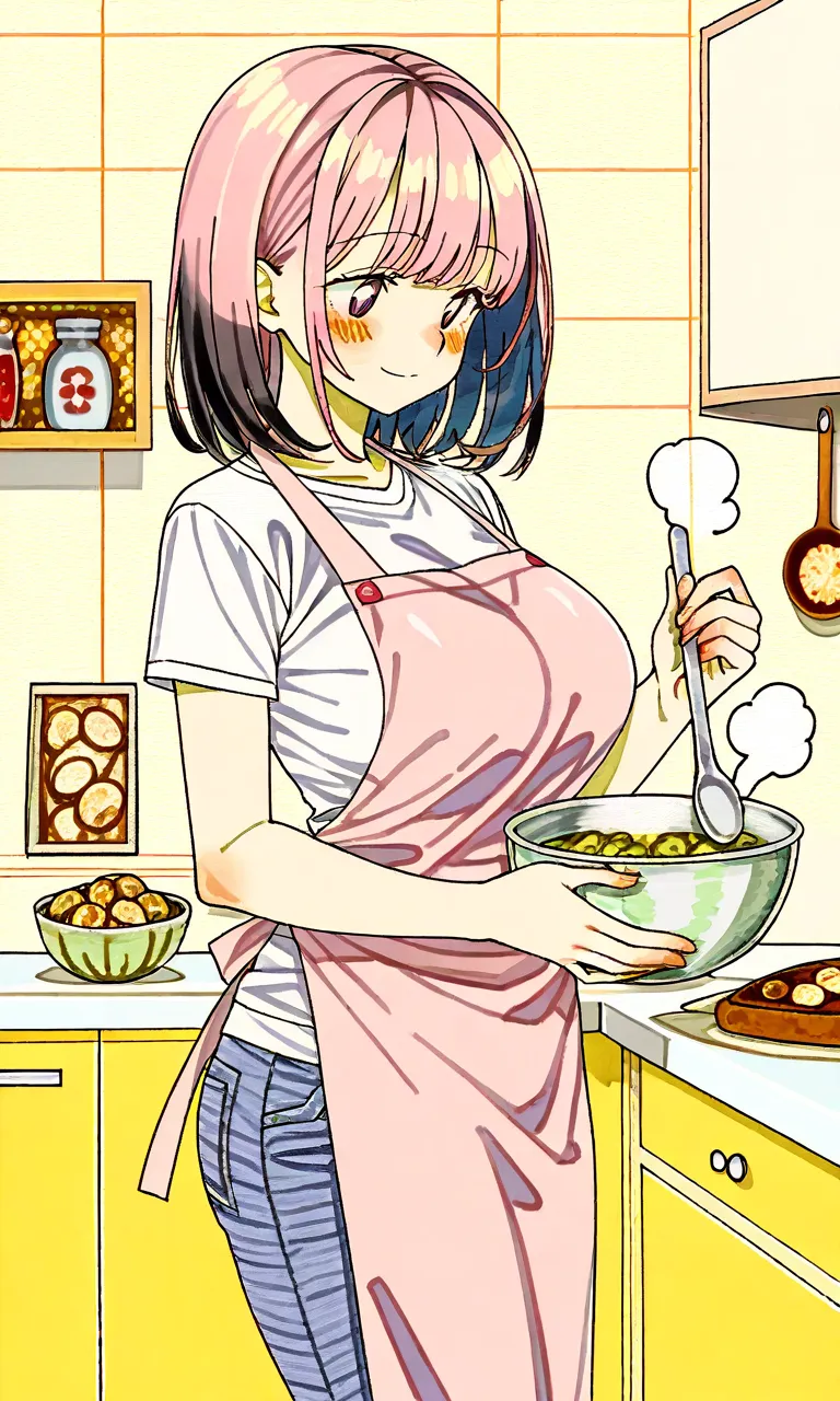 A young wife cooking