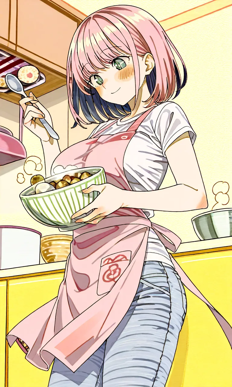 A young wife cooking