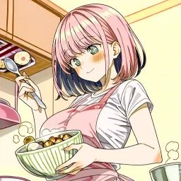 A young wife cooking