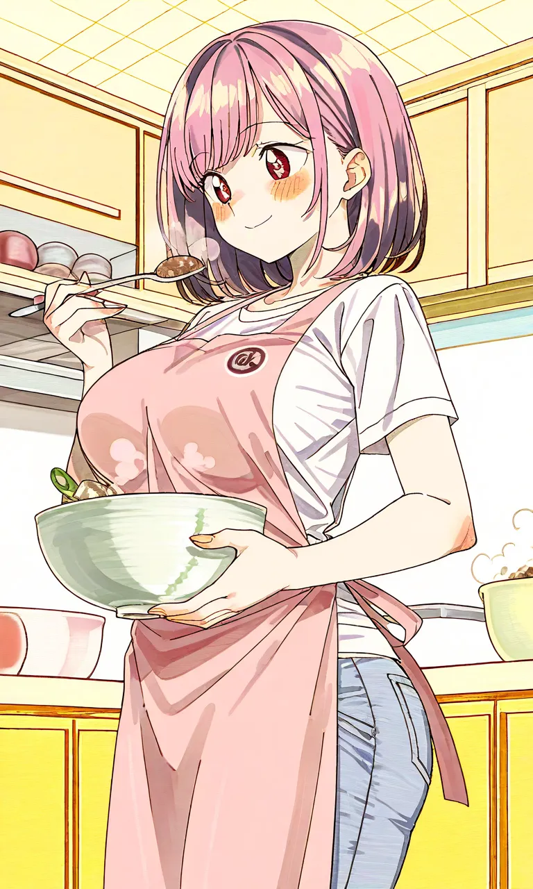 A young wife cooking