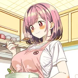 A young wife cooking