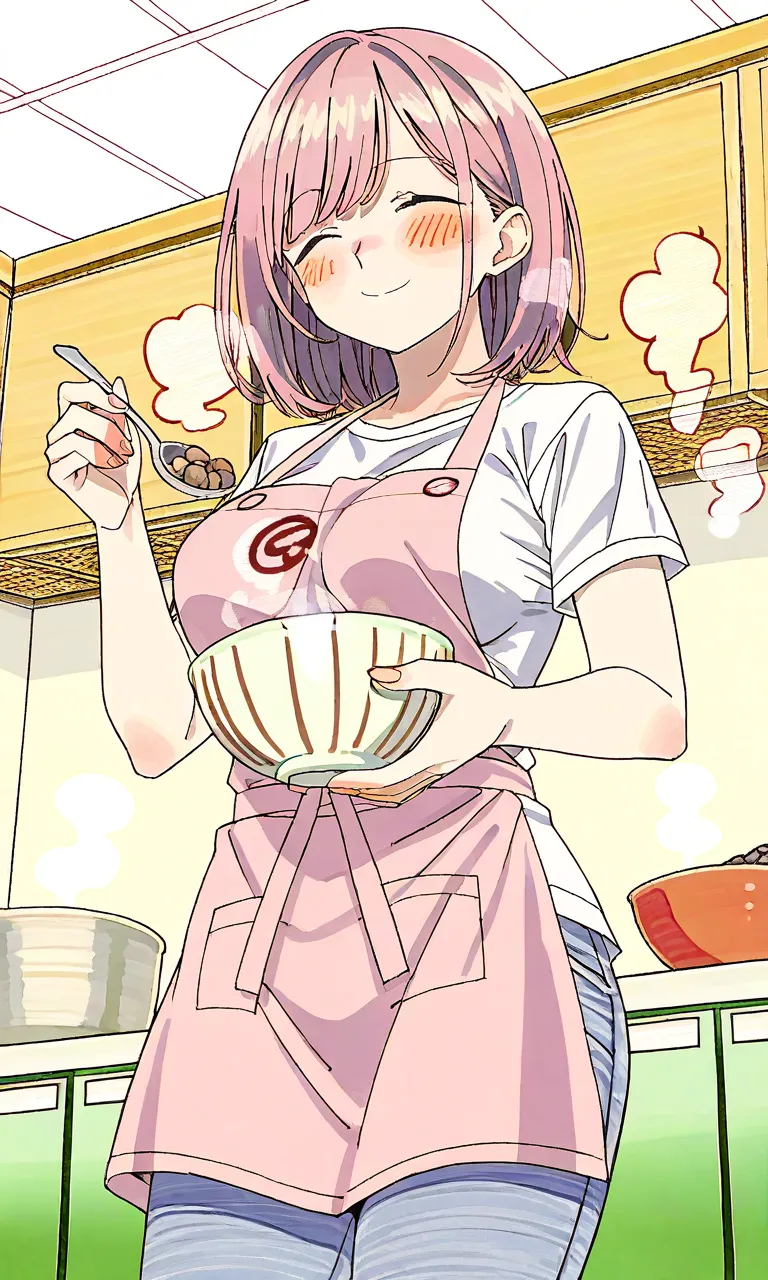 A young wife cooking