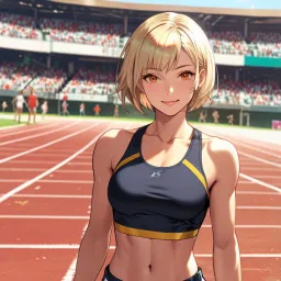 A female track and field athlete competing in the Olympics