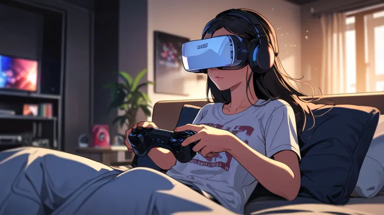 A girl enjoying a VR game