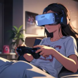 A girl enjoying a VR game