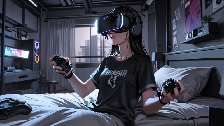 A girl enjoying a VR game