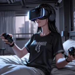 A girl enjoying a VR game