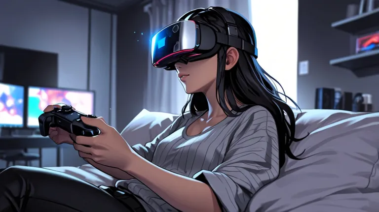 A girl enjoying a VR game