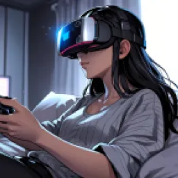 A girl enjoying a VR game