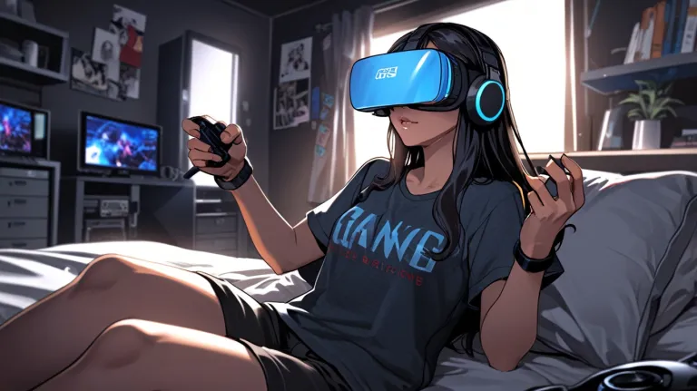 A girl enjoying a VR game