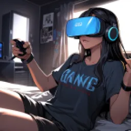 A girl enjoying a VR game