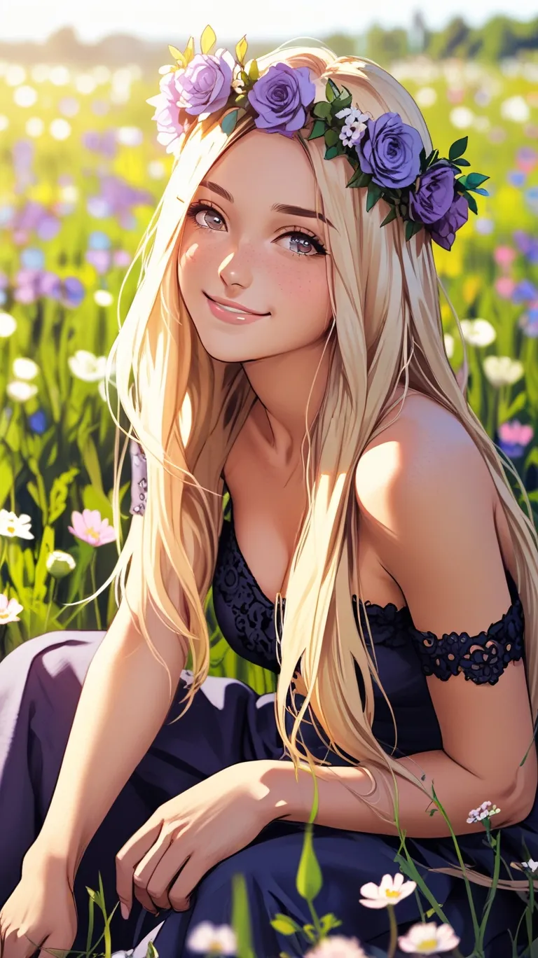 A woman wearing a flower crown
