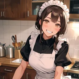 A maid making a cake.