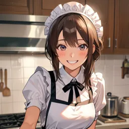 A maid making a cake.