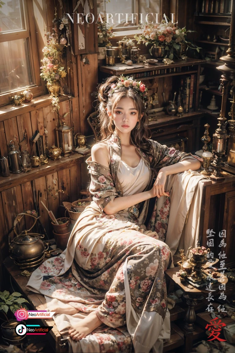 Elegant oriental lady in shed