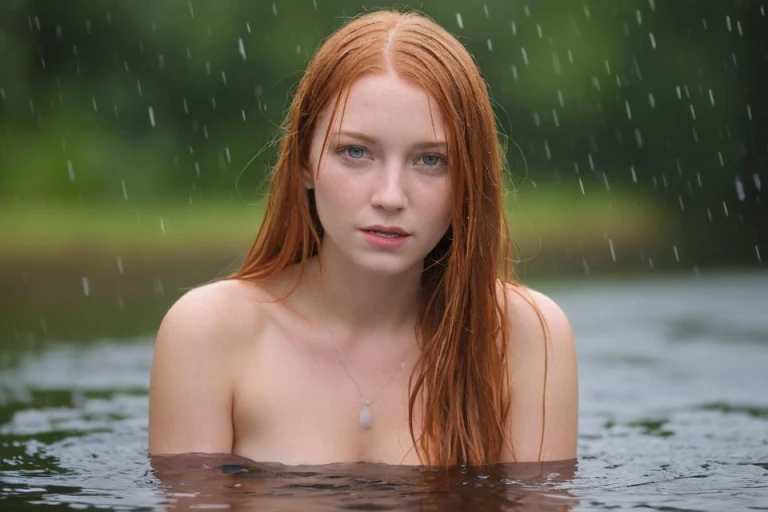 ginger bathing topless